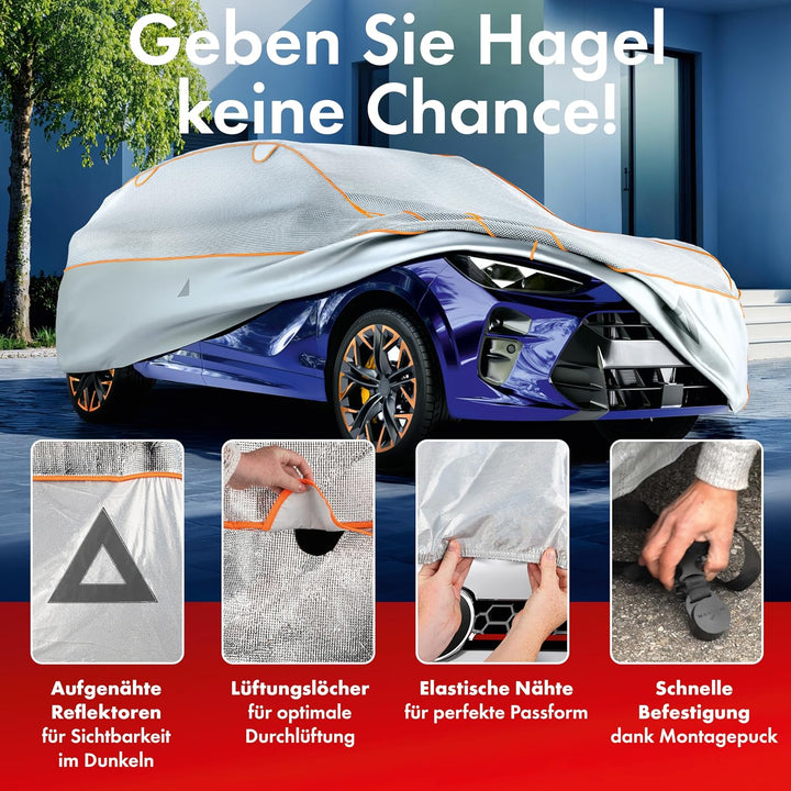 WALSER Premium Hagel- &amp; Hitzeschutz Abdeckplane Auto, Auto Hagelschutzplane EPE Sun Protect - reduzi