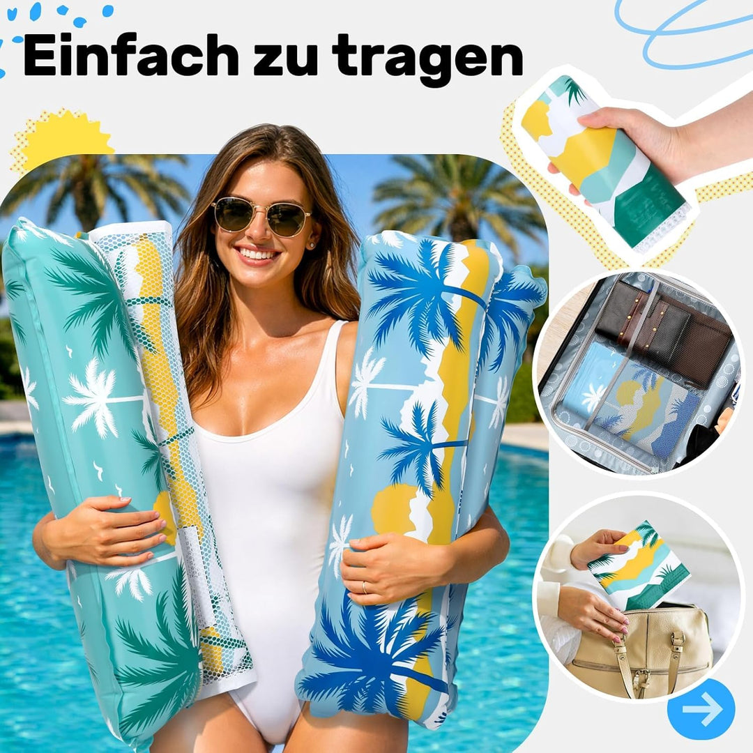 Elidepe Luftmatratze Pool, XL Pool Spielzeug Luftmatratze Wasser, 2 Stück PoolZubehör Spass Erwachse