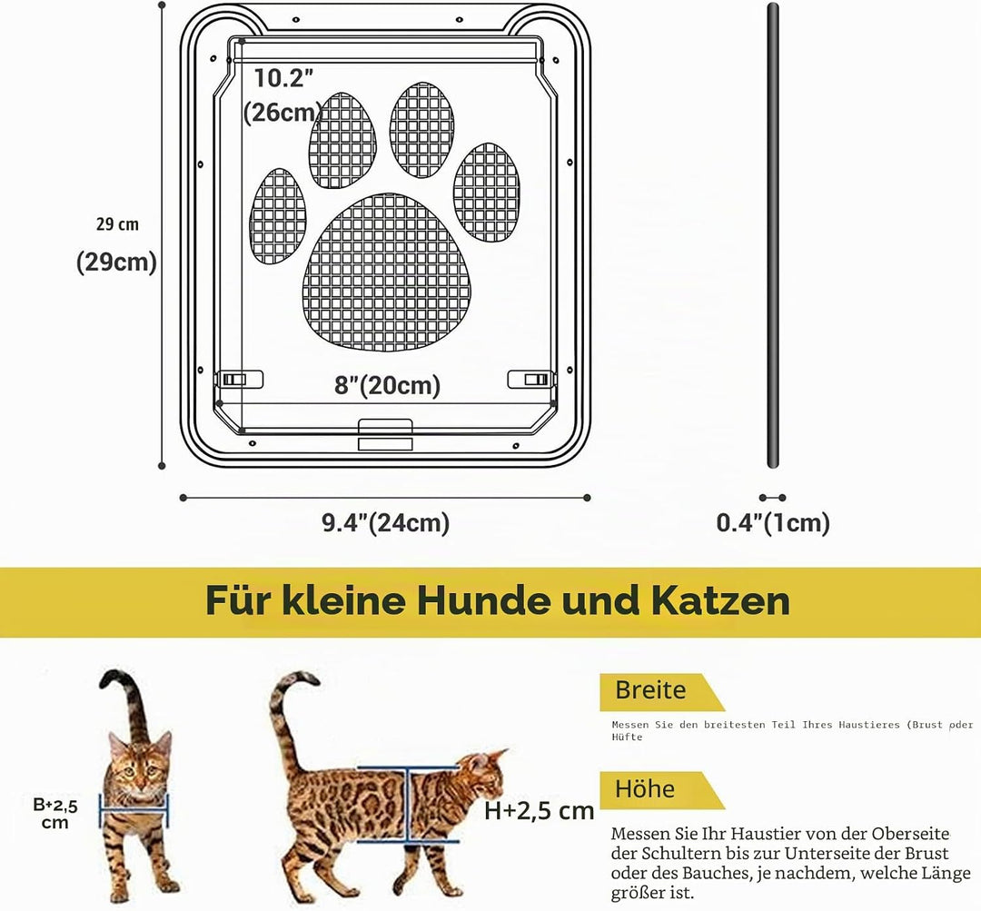 Enjoying Katzenklappe Fliegengittertür Öffnung 20 x 26 cm Hundeklappen für Klein hunde Haustiertor f