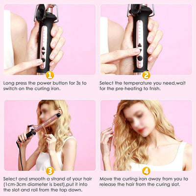 32mm Lockenstab, Haarcurler Keramik Beschichtung Lockenwickler mit 120 ℃ -210 ℃ einstellbare Tempera