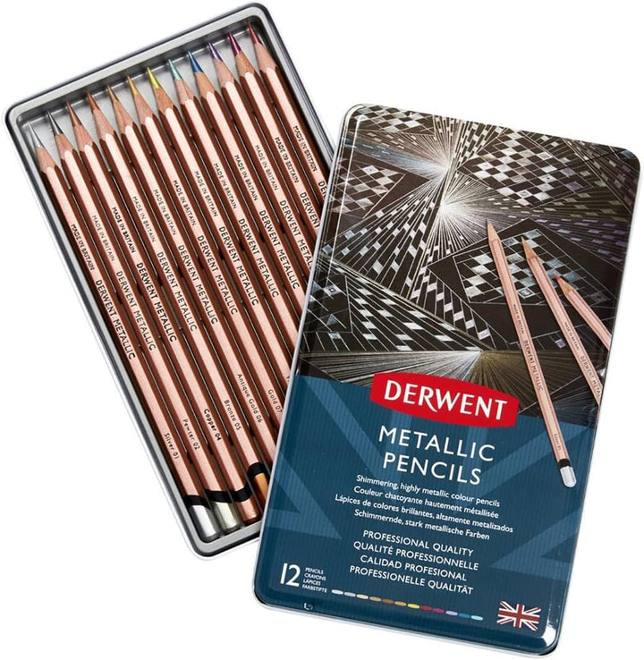 Derwent Metallic Buntstifte, Zeichnen & Schreiben, 12er-Set, Professionelle Qualität, 2305599 12 Far