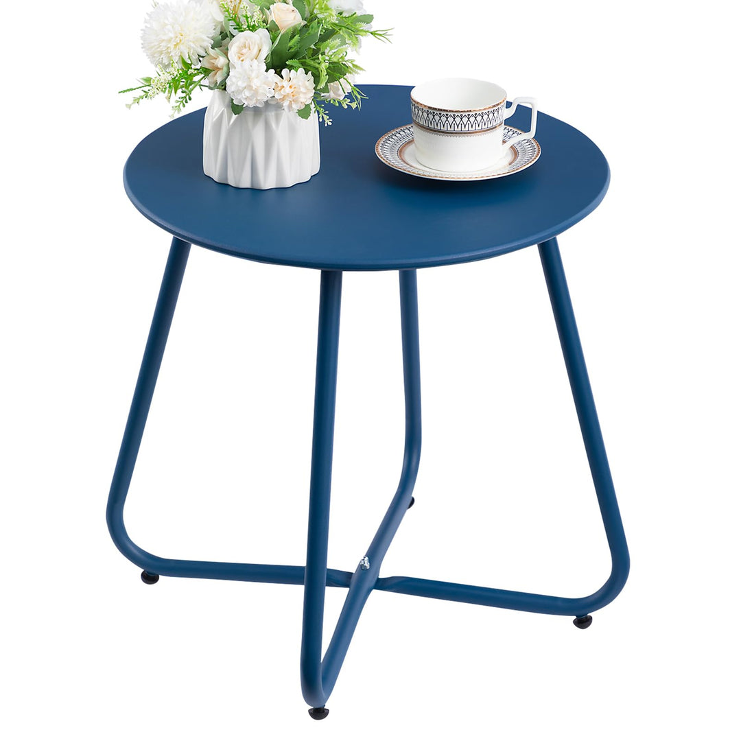 HollyHOME Beistelltisch Outdoor Balkontisch Klein Gartentisch Rund Beistelltisch Metall Wetterfest L