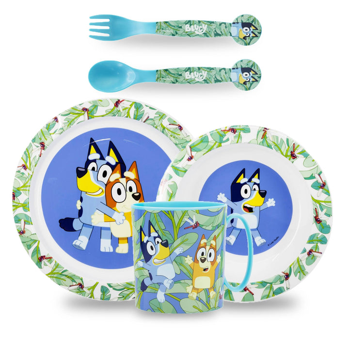 Sorrisini Kindergeschirr set Bluey, Wiederverwendbares Babygeschirr Set, Kinder Essgeschirr, Microwa