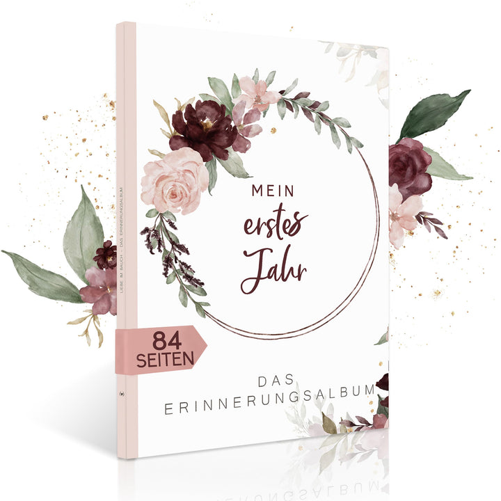 HIMMEL.HERZ.PAPIER® Mein erstes Jahr Babyalbum - Erinnerungsbuch Baby Tagebuch - Din A4 - Geschenk f