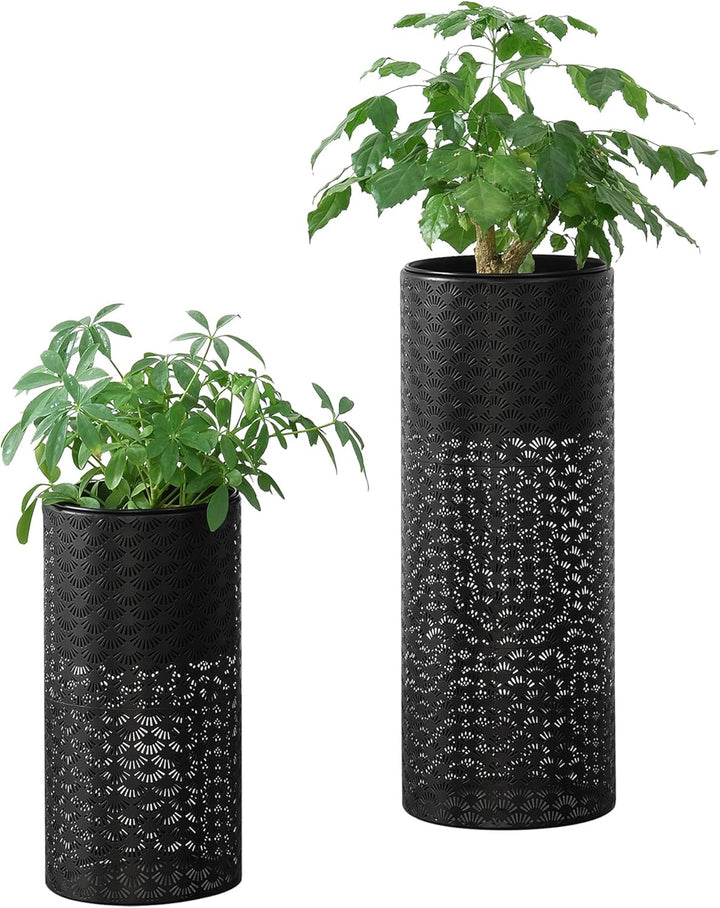 [en.casa] Pflanzständer Virton 2er Set Blumenständer-Set Pflanztopfhalter in 2 Grössen Metall Schwar
