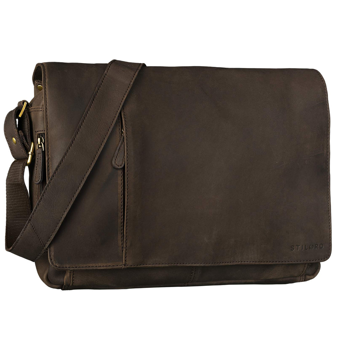 STILORD Vintage Umhängetasche Leder gross für Herren Damen 15.6 Zoll Laptoptasche Unitasche Bürotasc