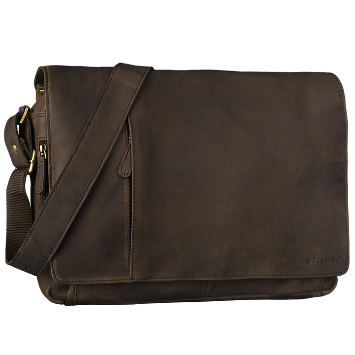STILORD Vintage Umhängetasche Leder gross für Herren Damen 15.6 Zoll Laptoptasche Unitasche Bürotasc
