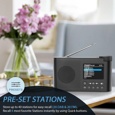 DAB Radio mit Bluetooth, Monodeal DAB Plus Radio mit 3" Zoll TFT Display, Zwei Wecker mit Schlummerf