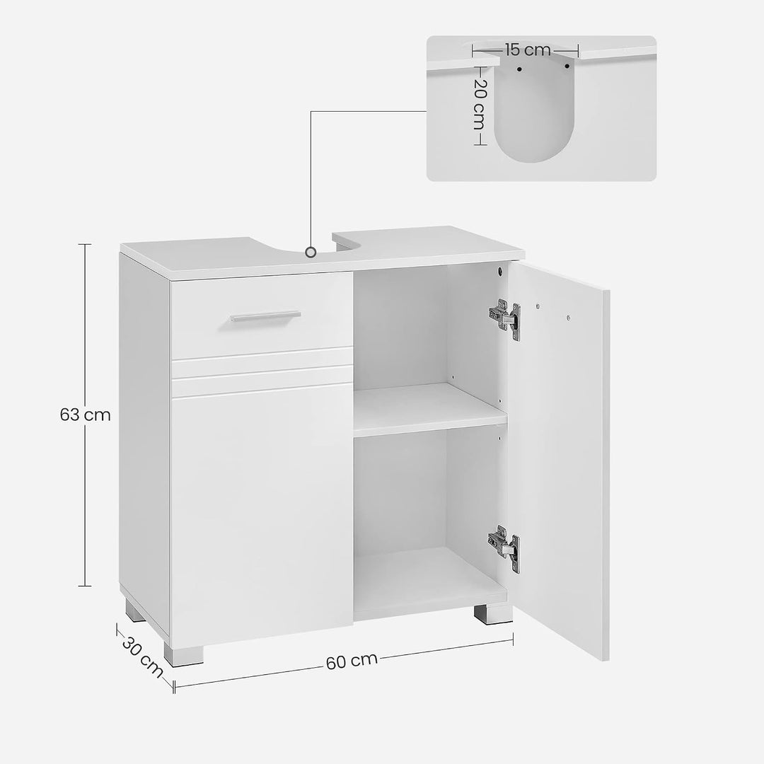 VASAGLE Waschbeckenunterschrank mit Doppeltür, 60 x 30 x 63 cm