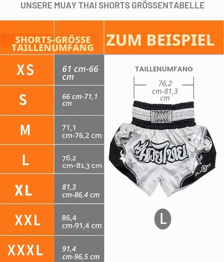 FLUORY Muay Thai Fight Shorts, MMA Shorts Bekleidung Training Käfig Kampf Grappling Martial Arts Kic