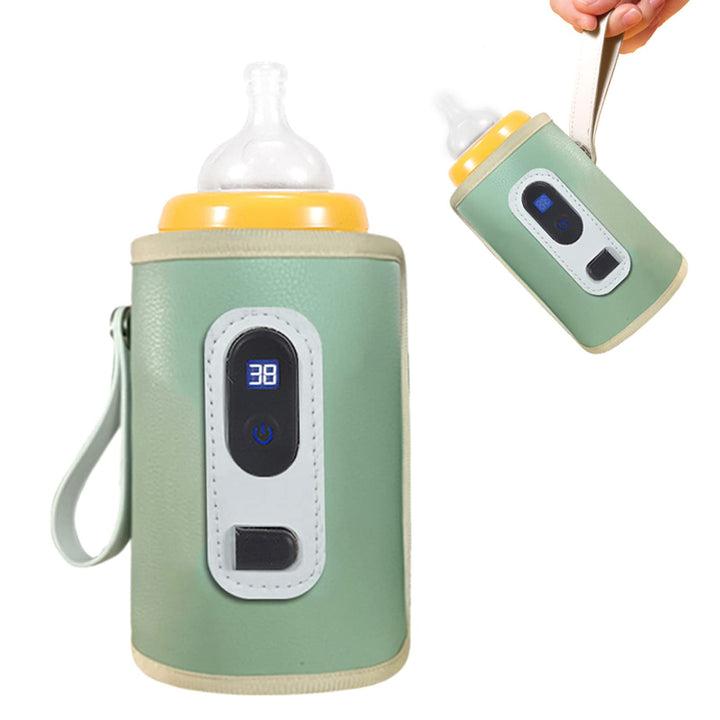 Tragbarer USB-Babyflaschenwärmer, Digital LCD-Display, Temperatureinstellbar 38-55°C, Wasserdichtes