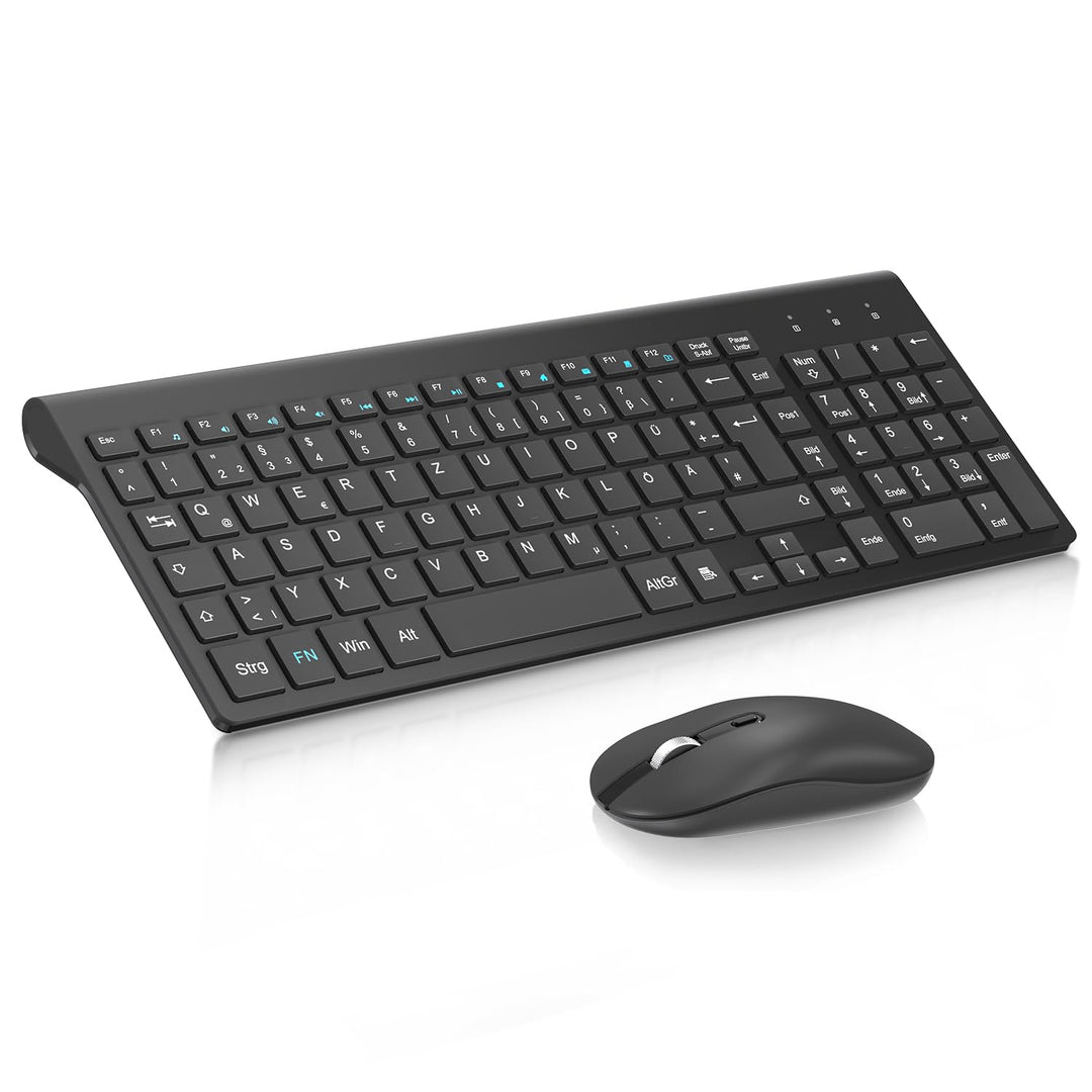 cimetech Tastatur Maus Set Kabellos, 2.4G Ultraslim Funktastatur, Ergonomische Leise Kompakte Keyboa