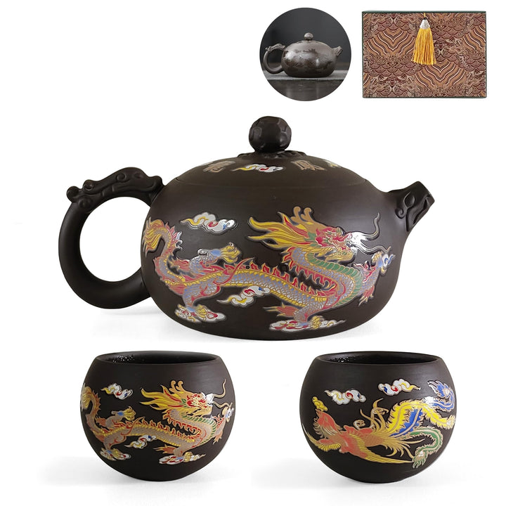 Yixing Zisha Teekanne Set 450ML, Chinesische Farbwechselnde Teekannen Ton mit Geschenkbox, Gross Kun