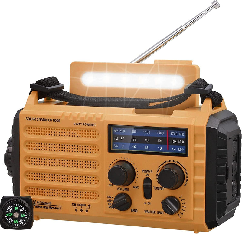 Tragbare Solar Radio, Notfall Radio mit Kurbel, Dynamo Wetter AM/FM/SW Radio,4000mAh Wiederaufladbar