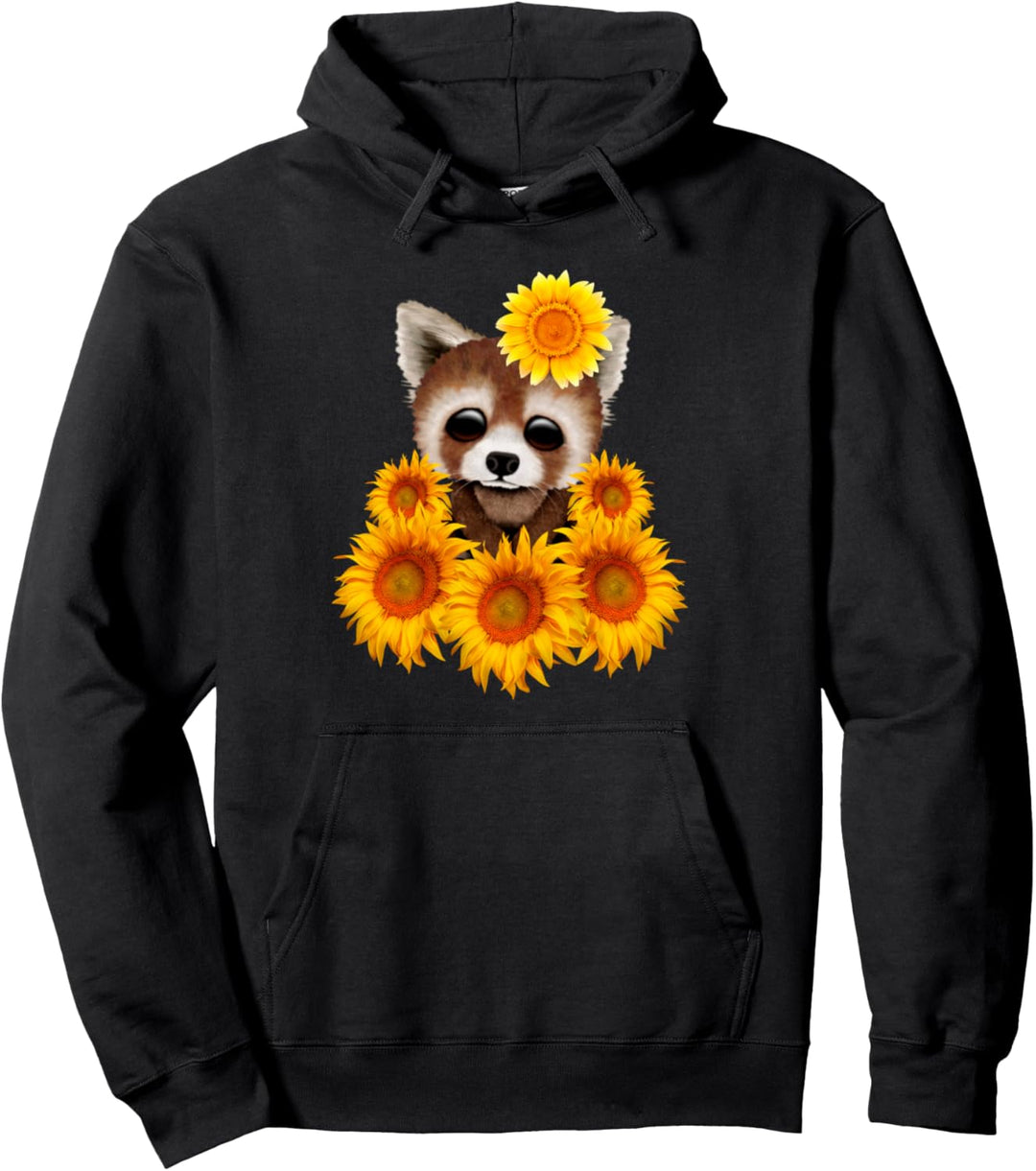 Rote Panda Sonnenblume Nette Panda Liebe Sonnenblume Pullover Hoodie