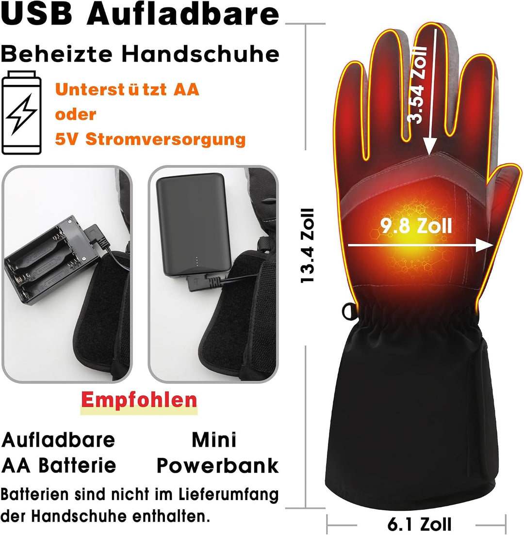 USB aufladbare beheizbare Handschuhe für Männer und Frauen, batteriebetrieben, Baumwollhandschuhe, W
