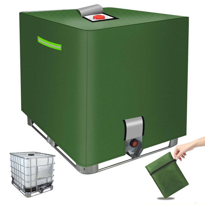 MaxAwe 1000L IBC Tank Abdeckung, Abdeckplane für Wassertank mit Klettverschluss und Reflexstreifen,