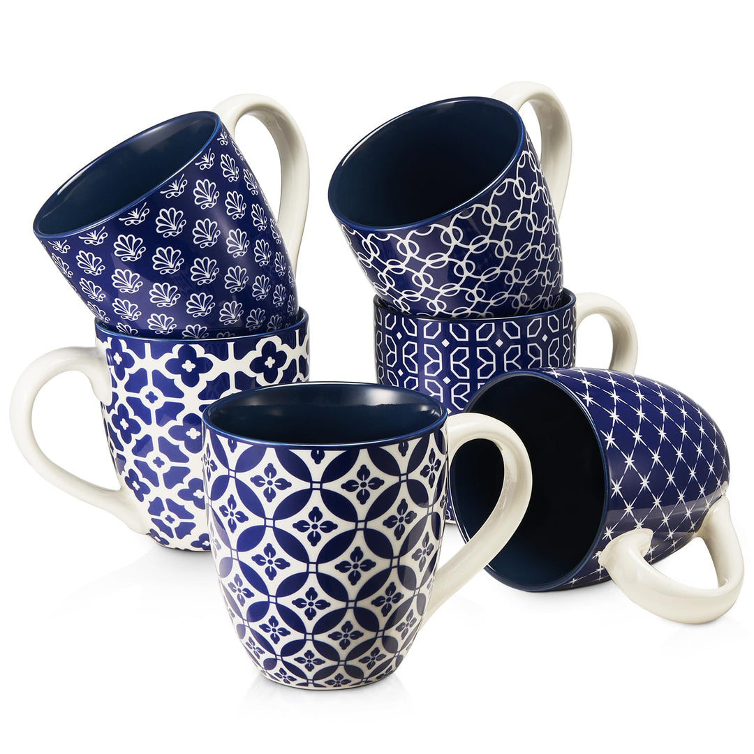 DOWAN Kaffeetassen Set, 6 x 560 ml Kaffeebecher Porzellan, Grosse Tassen im Chinesischen Traditionel