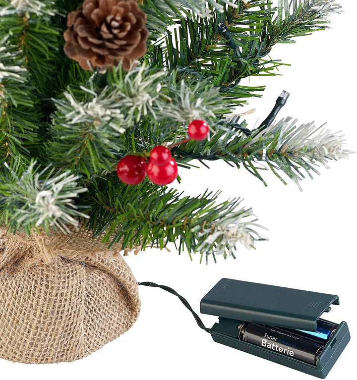 Britesta Weihnachtsbaum klein: Deko-Weihnachtsbaum mit 30 LEDs, Pinienzapfen und Eibenbeeren, 60 cm