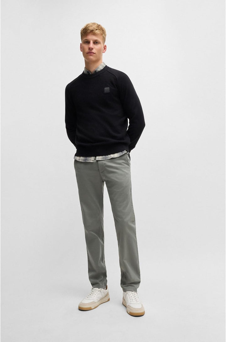 BOSS Herren Chino Slim Slim-Fit Chino aus elastischem Baumwoll-Satin 30W / 34L Open Grey76, 30W / 34