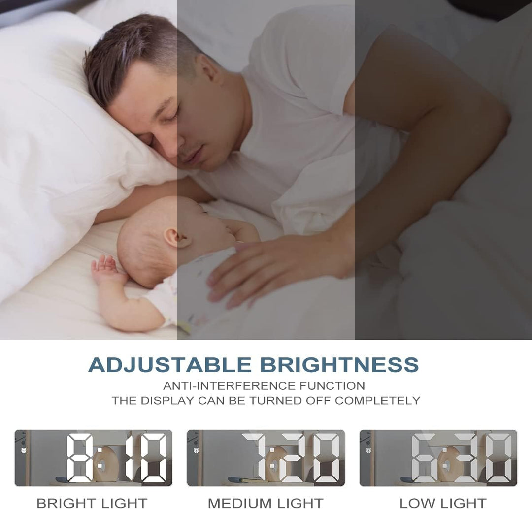 New Version Digitale Wecker, LED-Uhr, elektronische Tischuhr mit Temperaturanzeige, Reisewecker, ein