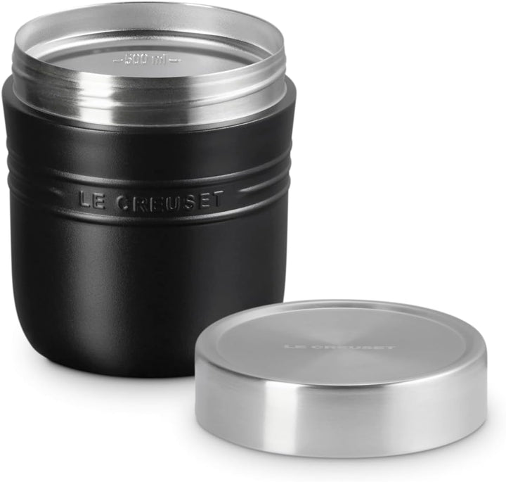 Le Creuset Vakuumisoliertes Edelstahl-Glas für heisse und kalte Suppe, 500 ml, mattschwarz, leicht z