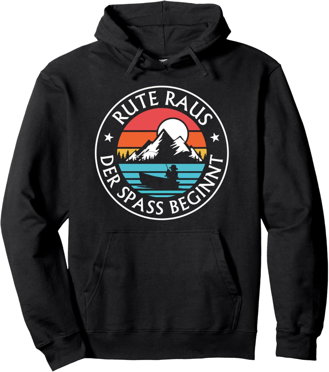 Rute Raus Der Spass Beginnt Hochzeitstag Angler Fischer Pullover Hoodie