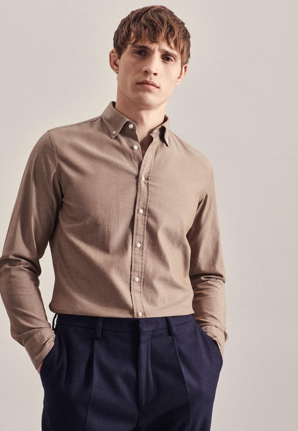 Seidensticker Herren Business Hemd - Bügelfreies, schmales Hemd - Slim Fit - Langarm - Button-Down-K