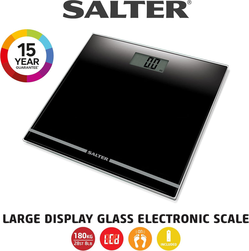 Salter 9205 BK3R Digitale Badezimmerwaage - Körpergewichtswaage mit 180kg/400lbs, Personenwaage mit