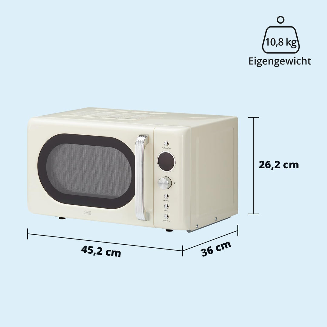 KHG Mikrowelle MW-20R2(C) 20L aus Metall in creme, 8 Automatikprogramme, 6 Mikrowellenleistungen, bi