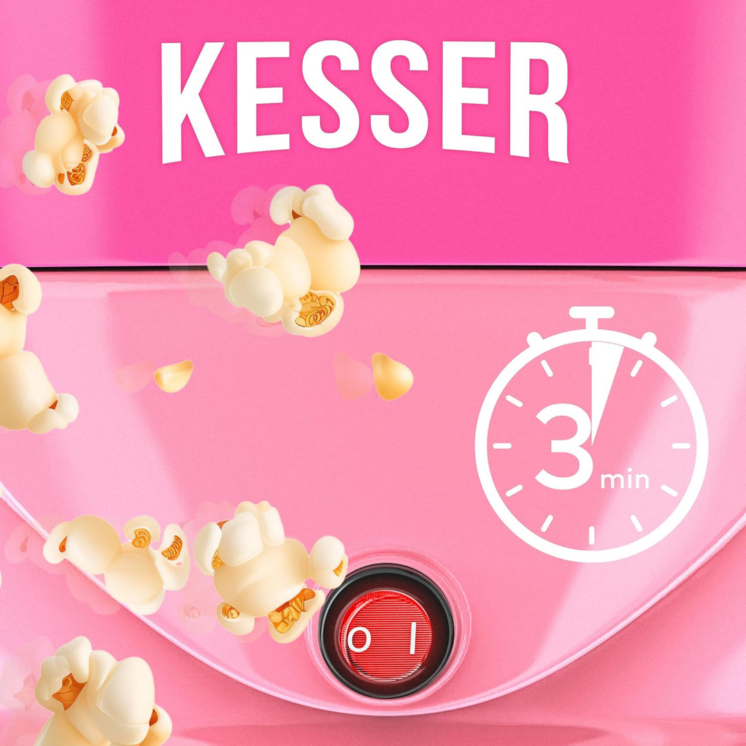 KESSER® Popcornmaschine Gross 800W Popcorn-Maker 5,5l Inhalt mit Antihaftbeschichtung Deckel & Servi