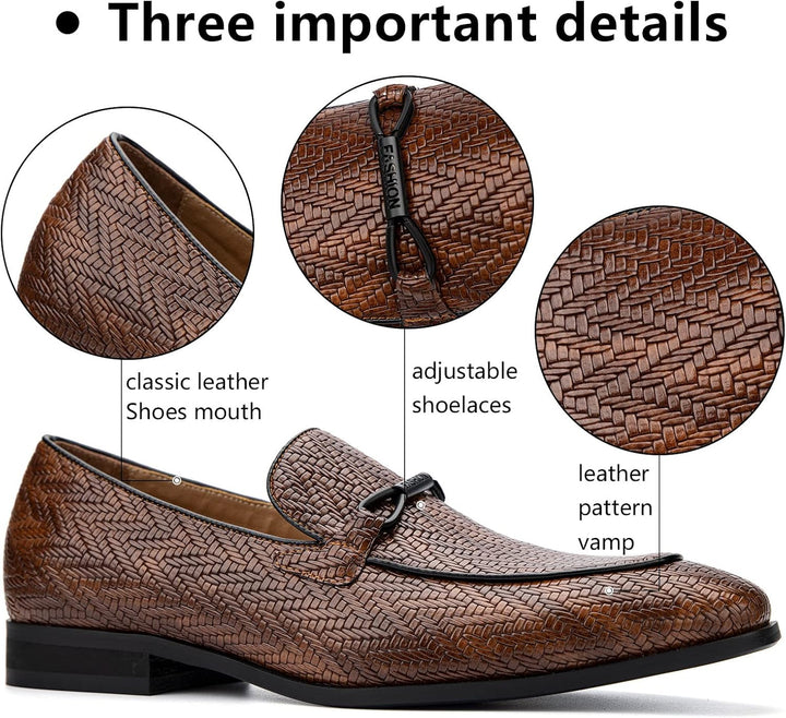 MEIJIANA Herren Mokassins Herren Elegante Schuhe Herren Casual Slip on Anzugschuhe 41 EU Braun 02, 4