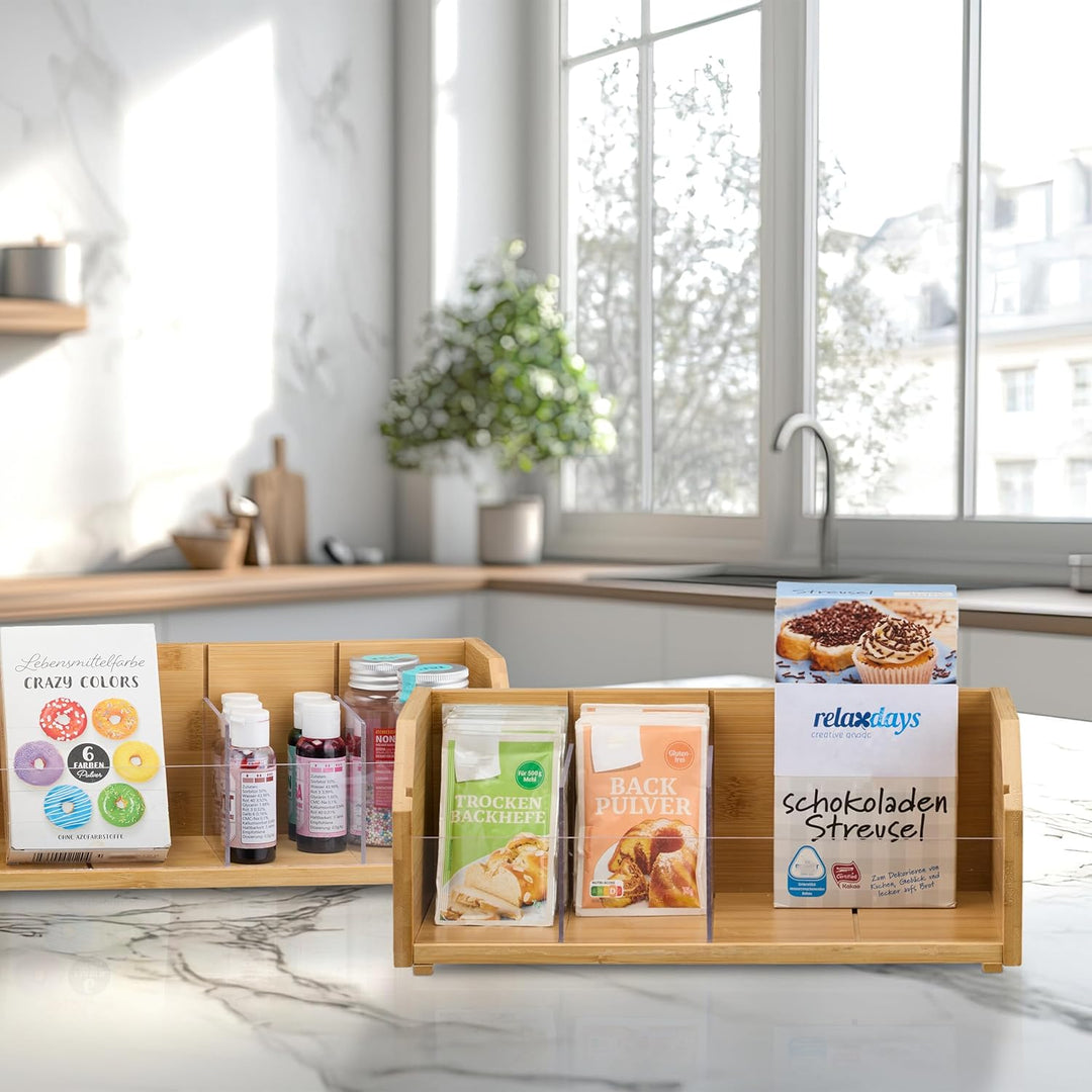 Relaxdays Tee Organizer, 12 Fächer, Bambus, HBT: 36x31x19 cm, Tee & Kaffeepads, Teebeutelbehälter mi