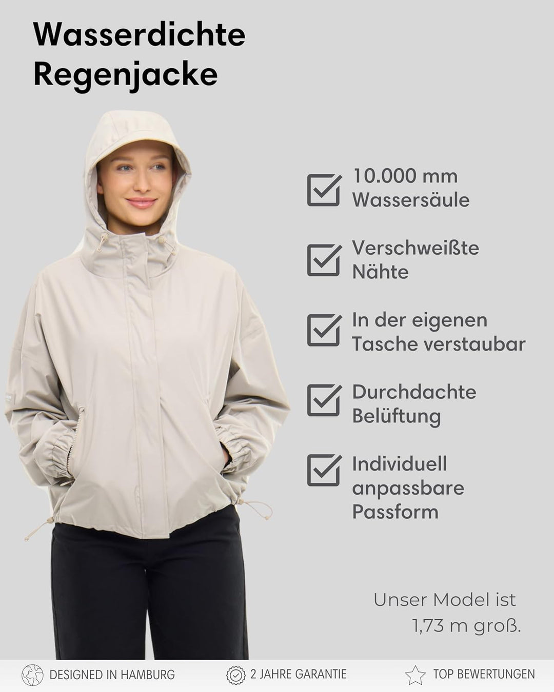 LARKSON Hardshell Regenjacke Damen Herren - Elin M Sand, M Sand