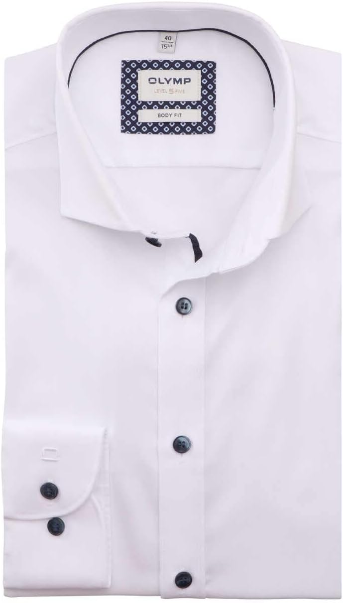 OLYMP Level Five Body fit Hemd Langarm Stretch Twill weiss 37 Weiã, 37 Weiã