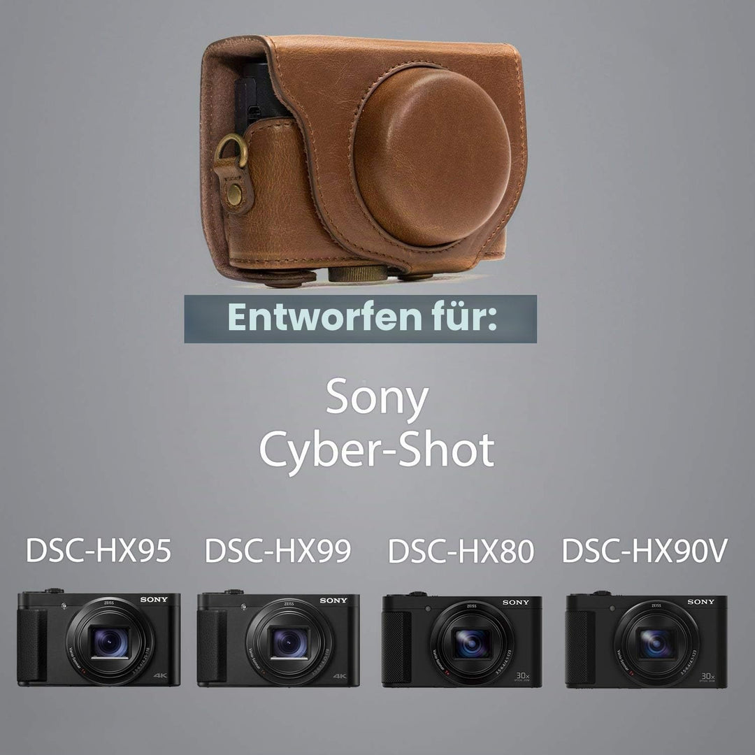 MegaGear MG597 Sony Cyber-shot DSC-HX99, DSC-HX95, DSC-HX90V, DSC-HX80 Ever Ready Leder Kameratasche