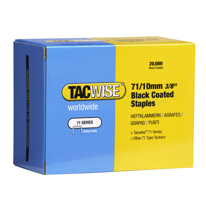Tacwise 0373 Polsterklammern Typ 71/10 mm, verzinkt, schwarz, Schwarz, 20.000 Stück