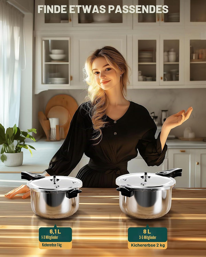 WantJoin Schnellkochtopf, Edelstahl, 6 Qt, kommerzieller Schnellkochtopf, für Schnellkochtöpfe oder