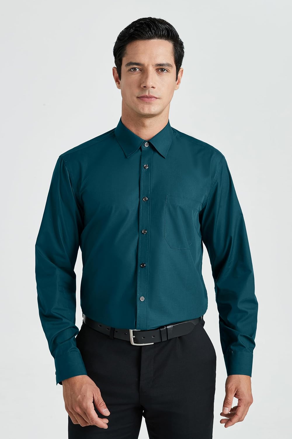 HISDERN Herren Hemd Langarm Regular Fit Businesshemden Freizeit Hemden für Männer Freizeithemd Casua