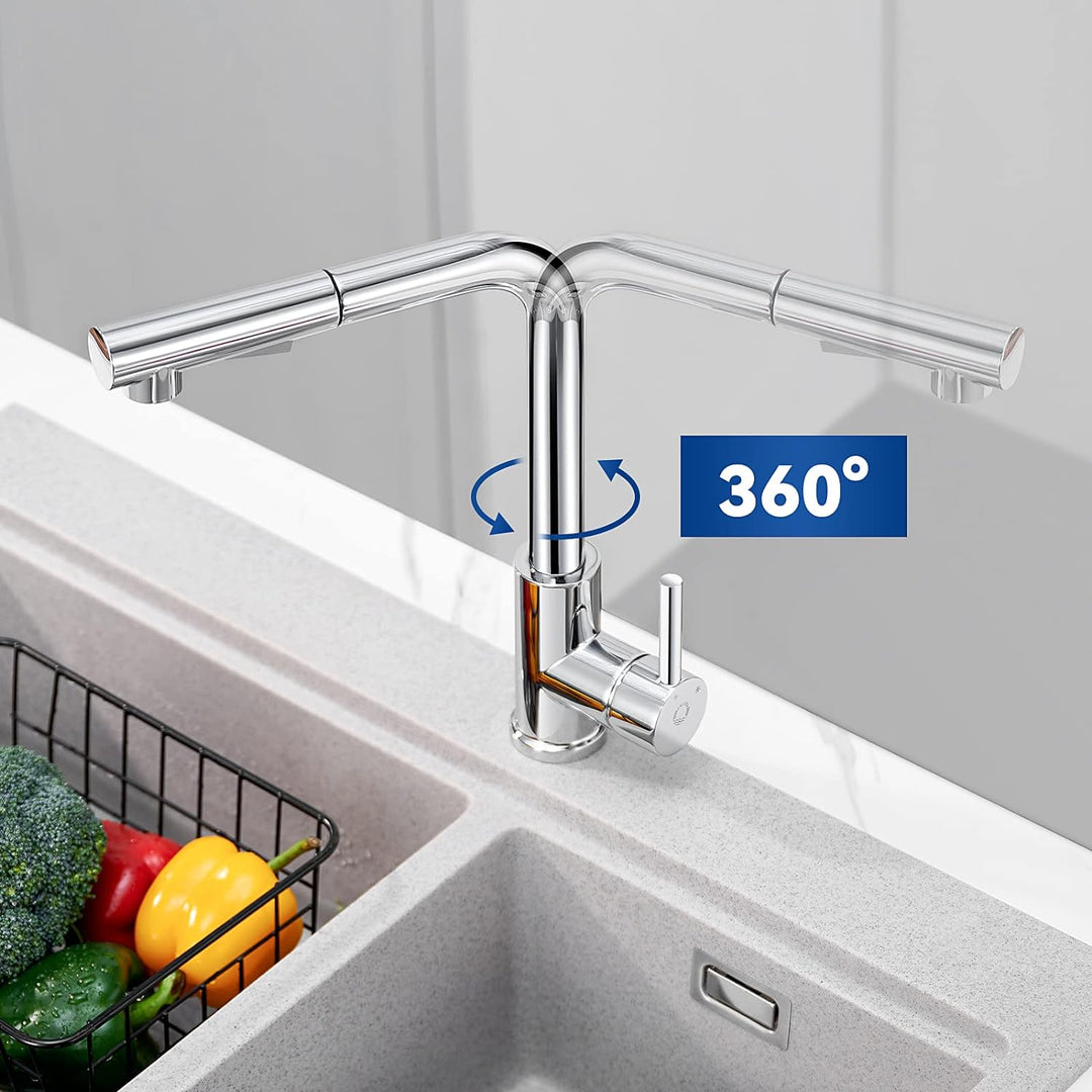 Wasserhahn Küche Ausziehbar, CECIPA Hochdruck Küchenarmatur mit Brause, Mischbatterie Küche mit 2 St