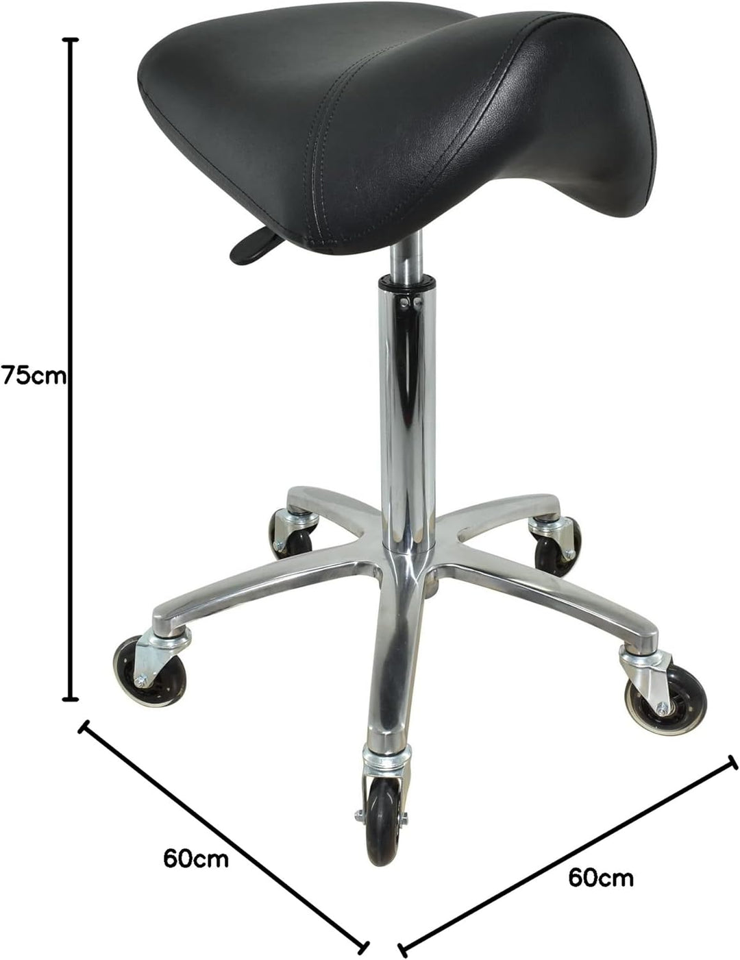 Premium Sattelhocker, Sattelstuhl für Rückenentlastung, Rollhocker höhenverstellbar von 55-75 cm Dre