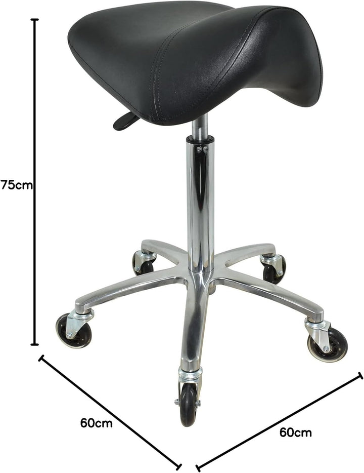 Premium Sattelhocker, Sattelstuhl für Rückenentlastung, Rollhocker höhenverstellbar von 55-75 cm Dre