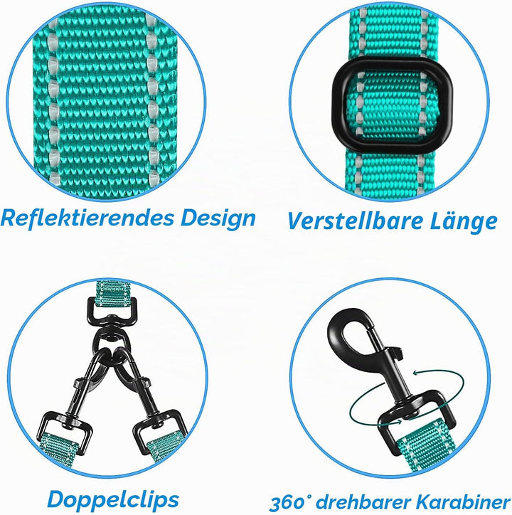 PetBonus Hundeleine Doppelleine für 2 Hunde, Keine Verwicklung hundeleine mittelgrosse grosse Hunde,