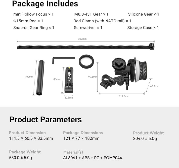 SMALLRIG Mini Follow Focus Objektiv-Zoomsteuerung für DSLRs/Spiegellose Kameras, für Sony A7 A9 A7 I