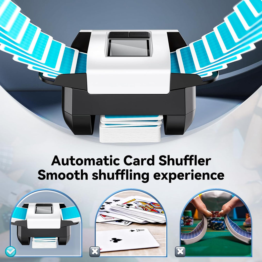 S1 Automatischer Kartenmischer mit 2000 mAh wiederaufladbarem eingebautem Akku, 2 Decks, ultra-leise