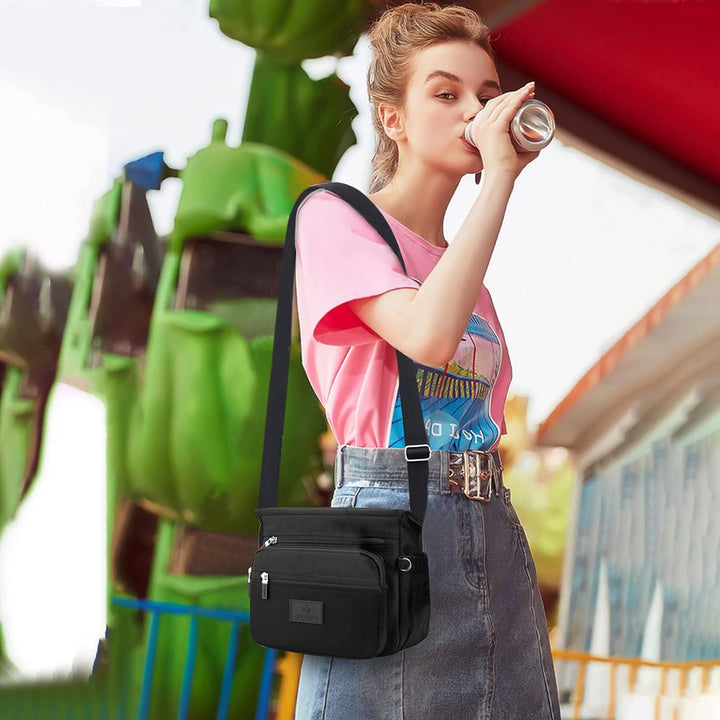 PORRASSO Damen Umhängetasche Casual Schultertasche Multi Tasche Nylon Handtasche für Reisen Wandern