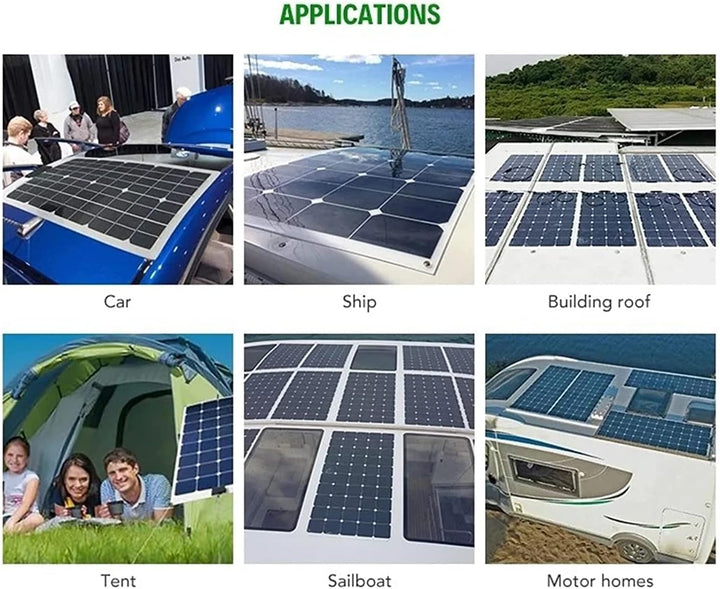 25 Watt 12 Volt flexibles monokristallines Solarpanel für Wohnmobile Camper Van Boote und mehr (1 ×3