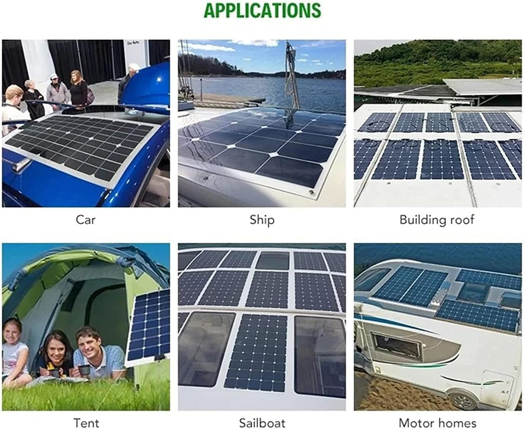 25 Watt 12 Volt flexibles monokristallines Solarpanel für Wohnmobile Camper Van Boote und mehr (1 ×4