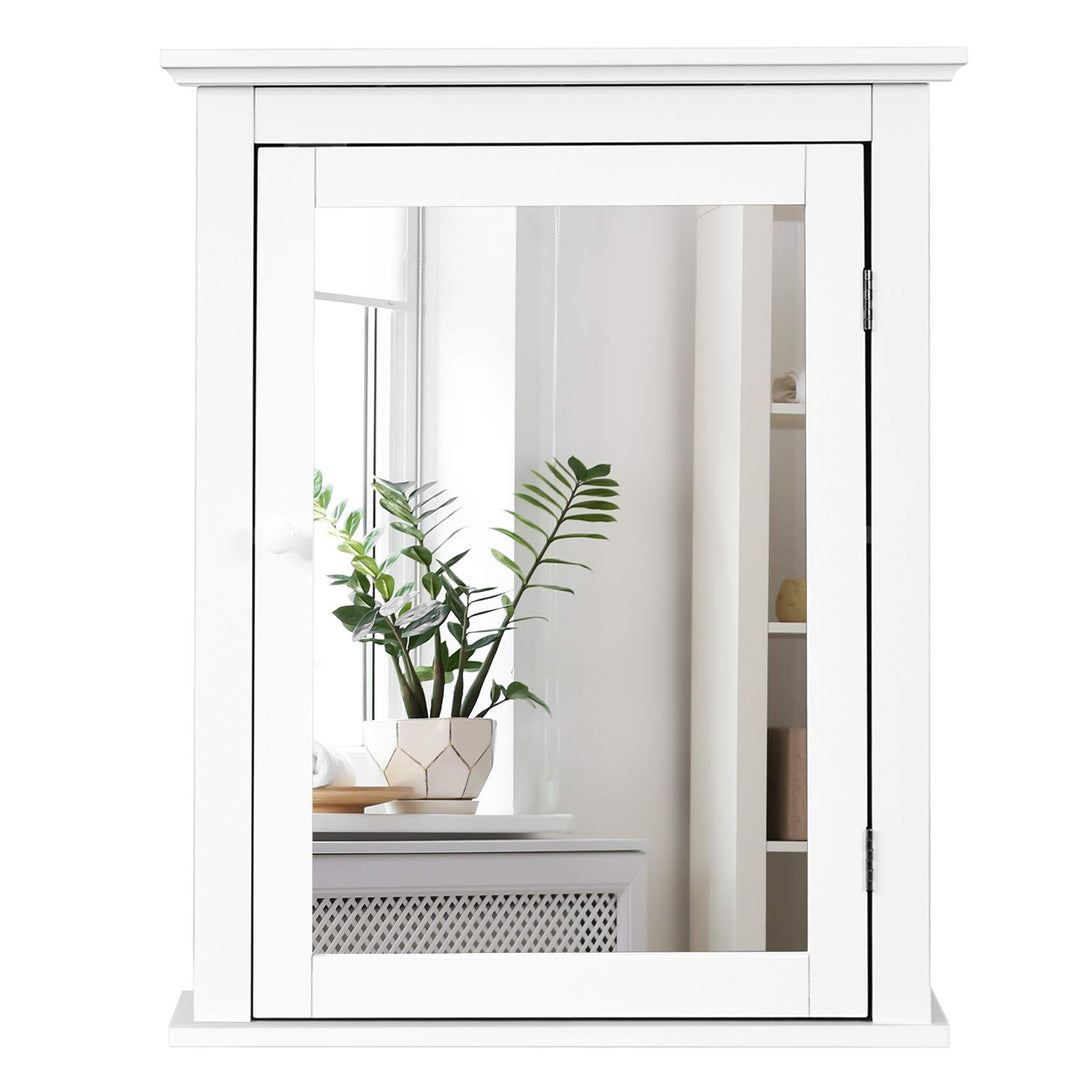 GOPLUS Spiegelschrank Badezimmer, Badezimmerspiegel Badspiegel mit Tür, Wandschrank Hängeschrank mit