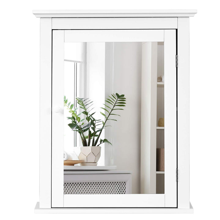 GOPLUS Spiegelschrank Badezimmer, Badezimmerspiegel Badspiegel mit Tür, Wandschrank Hängeschrank mit